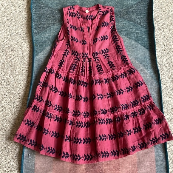 Elan Pink and Navy Aztec Embroidered Dress - Picture 9 of 11